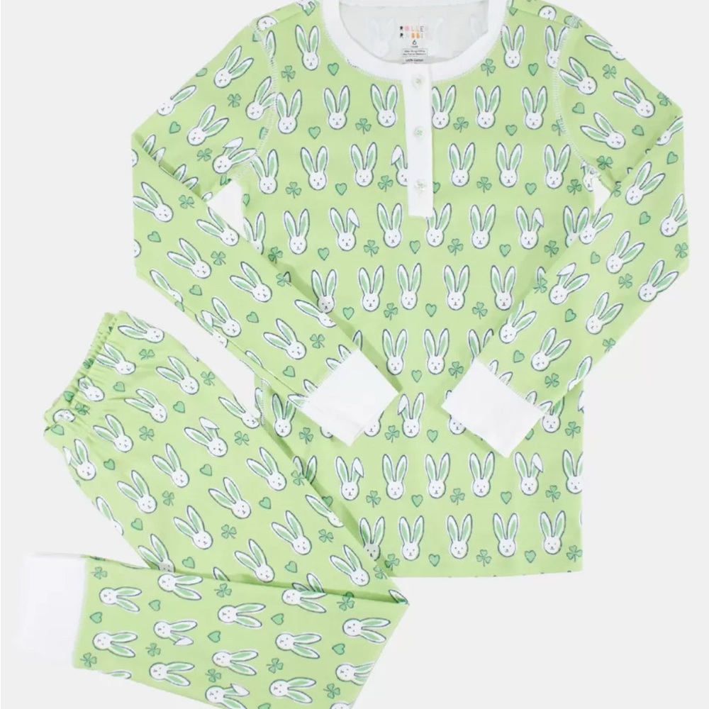 Roller Rabbit Kids Green & White PJ Set